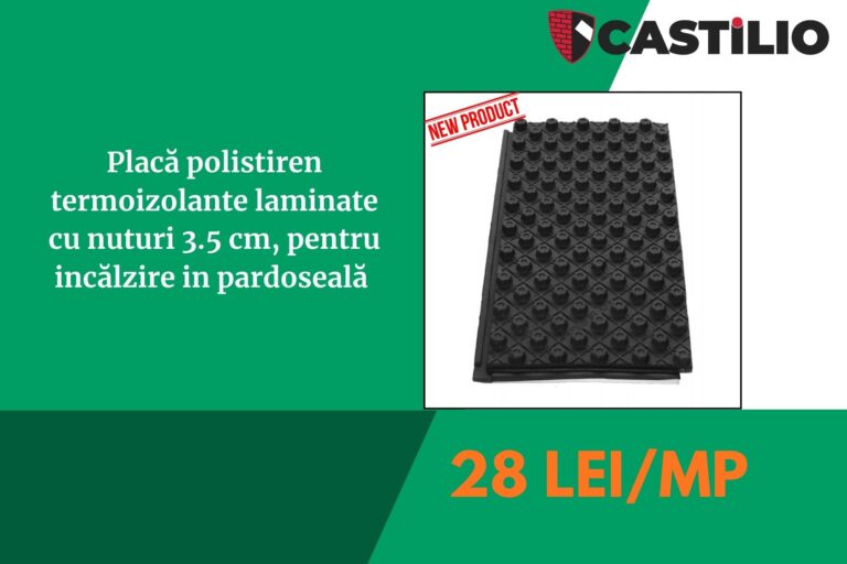 Placă polistiren termoizolantă laminată cu nuturi
